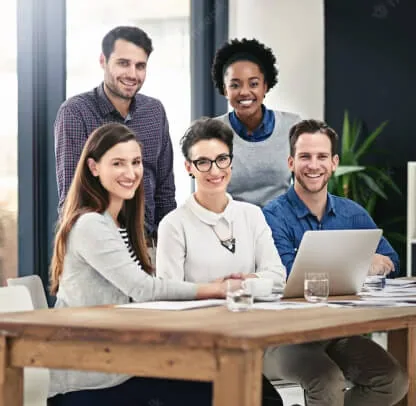 A diverse professional team working together